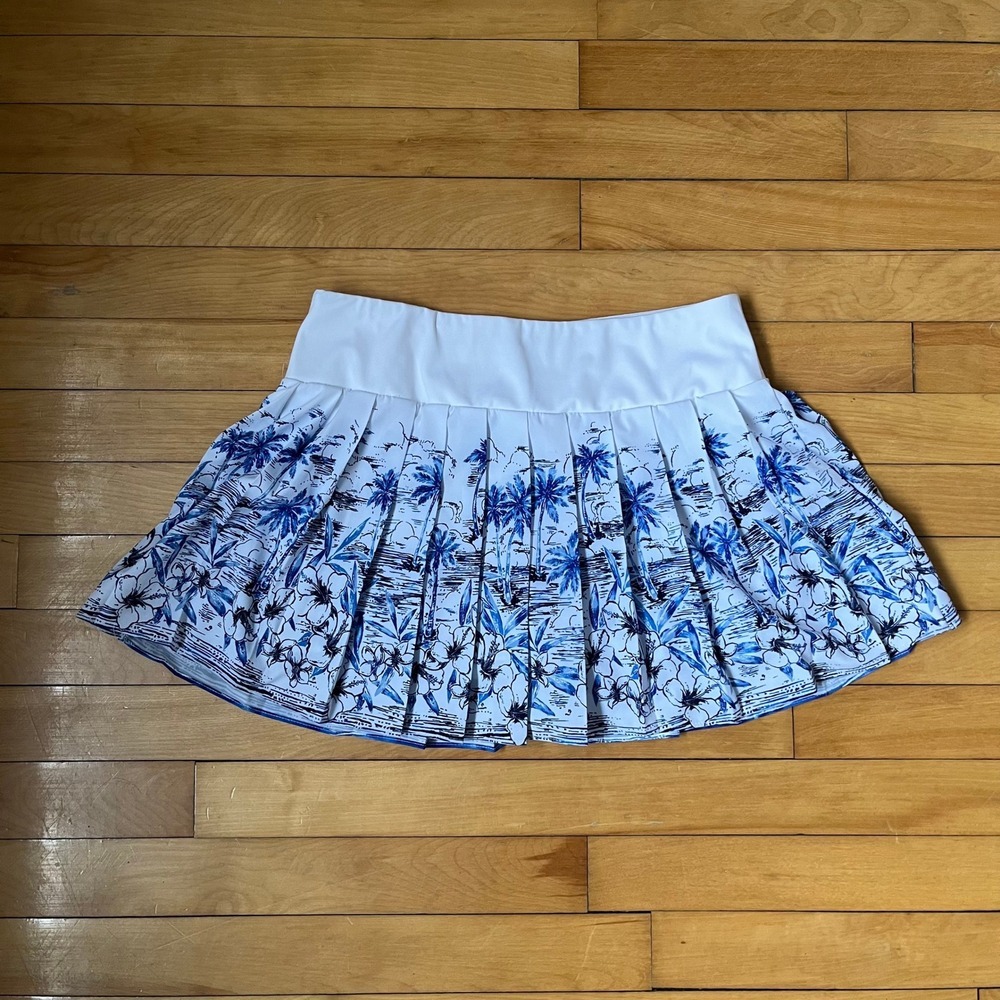 Tommy Bahama Everyday Active Blue White Tropical Palm Pleated Skort Mens M